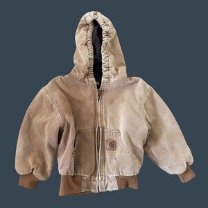 Carhartt Brown Duck Active Jacket Youth 4T Full Zip Hoodie Workwear